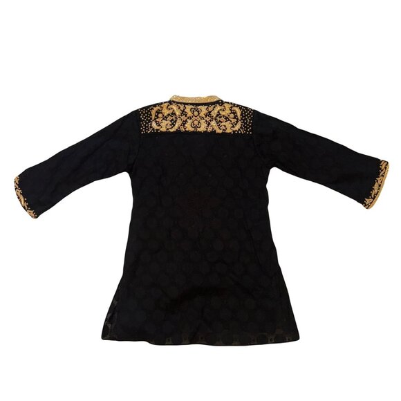 Sulu Collection Black & Gold Embroidered Tunic - Picture 2 of 4